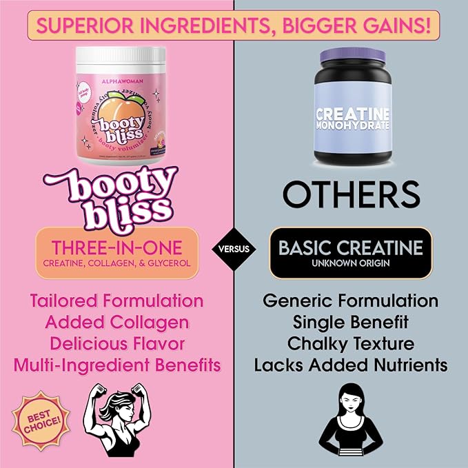 β’ Creatine for Women β’ Pre Workout Women β’ Booty Builder β’ Keto Friendly β’ Collagen β’ Pump It Up for The Perfect Peach β’ 30 SRV-Sweet Peach Mango Flavor