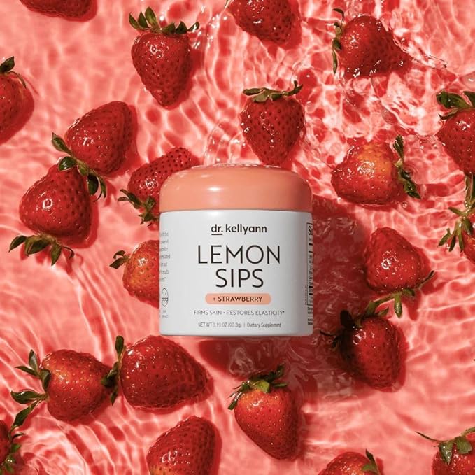 Dr. Kellyann Lemon Sips Citrus Drink Mix (21 Servings) – Strawberry Lemonade Flavor, Sugar-Free Detox, Hydrates Skin, 1 Pack