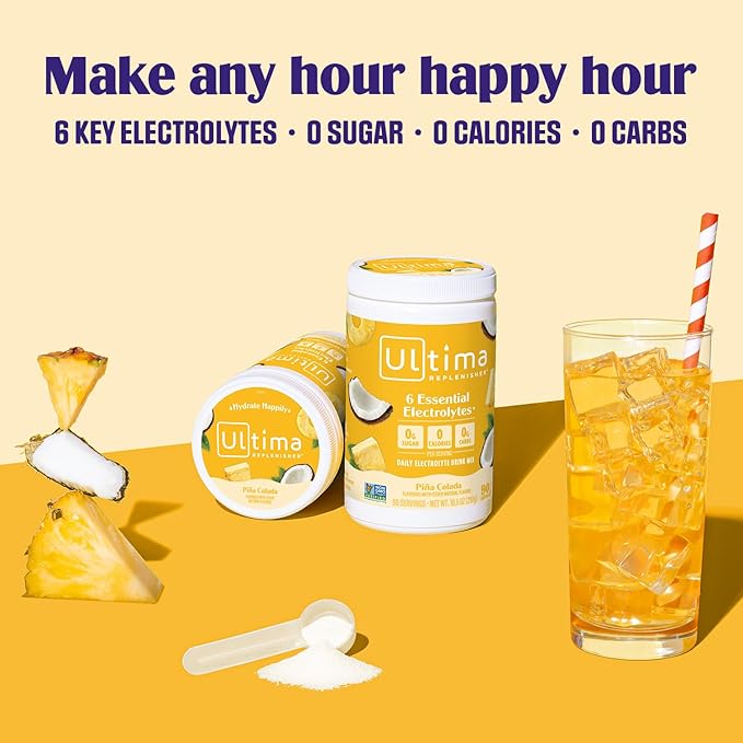 Ultima Replenisher Mocktini Electrolyte Drink Mix – Piña Colada, 90 Servings – Hydration Powder with 6 Electrolytes & Trace Minerals – Keto Friendly, Non-GMO & Sugar-Free Electrolyte Powder