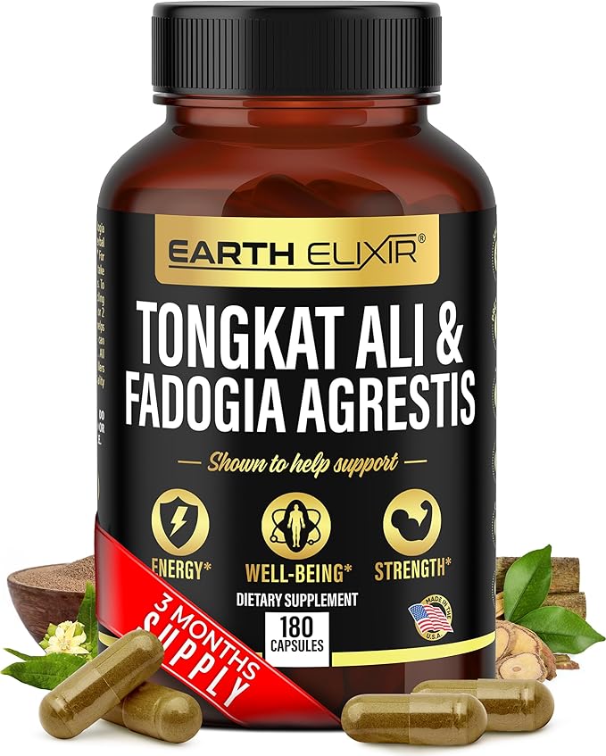 Fadogia Agrestis 600mg and Tongkat Ali 500mg Supplements (180 Capsules) - Made in USA - 3 Month Supply โ 3rd Party Tested - Long Jack - Tongkat Ali Fadogia Agrestis for Men and Women