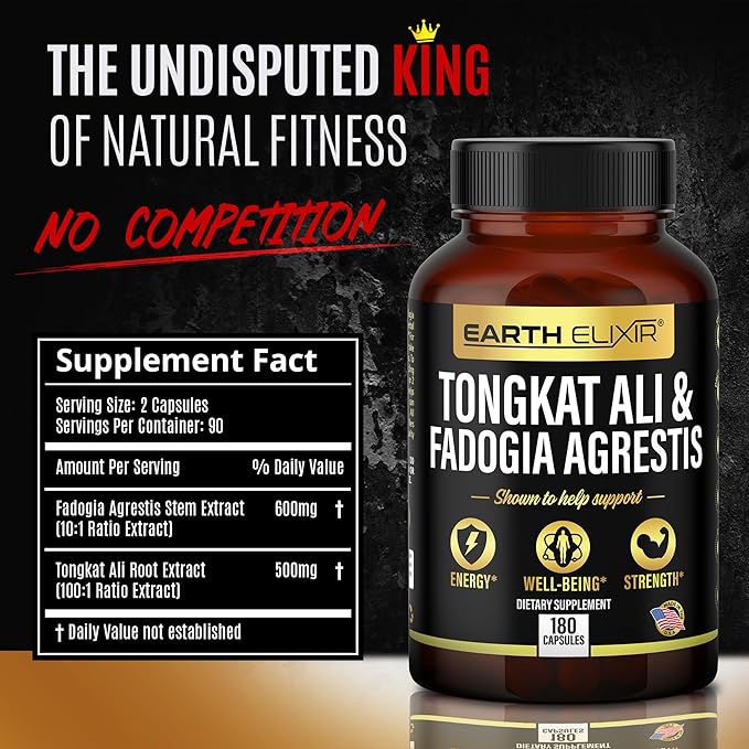 Fadogia Agrestis 600mg and Tongkat Ali 500mg Supplements (180 Capsules) - Made in USA - 3 Month Supply โ 3rd Party Tested - Long Jack - Tongkat Ali Fadogia Agrestis for Men and Women