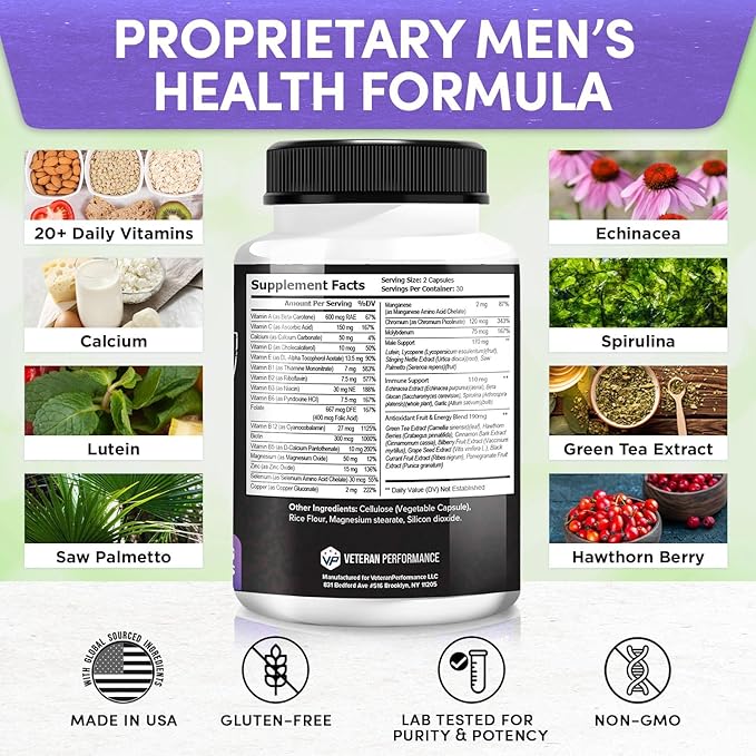 Elite Vitals Multivitamin for Men β Daily Mens Multivitamins Ages Over 20 Plus β Prostrate Energy Immune Joint Support β Daily Mens Vitamins and Minerals (2 pack)