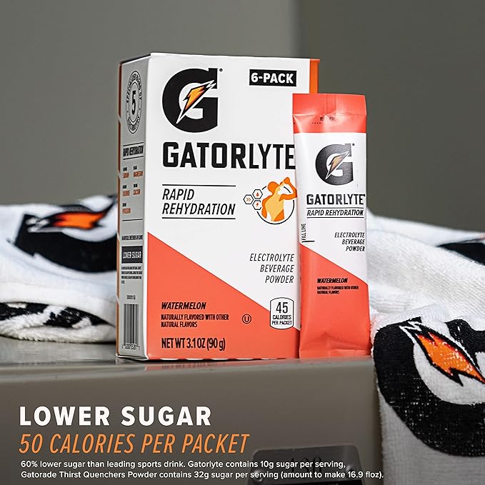 Gatorlyte Rapid Rehydration Electrolyte Beverage, Variety Pack, Lower Sugar, Specialized Blend of 5 Electrolytes, No Artificial Sweeteners or Flavors, 18 pack, 1 pack mixes with 16.9oz (500ml) water