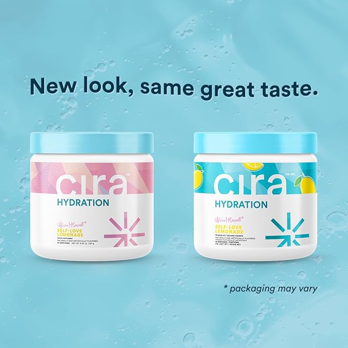 Cira Hydration Electrolyte Powder for Women (45 Servings) x Alicia McCarvell's Electrolyte Drink Mix with Himalayan Salt for Dehydration Relief - Self Love Lemonade