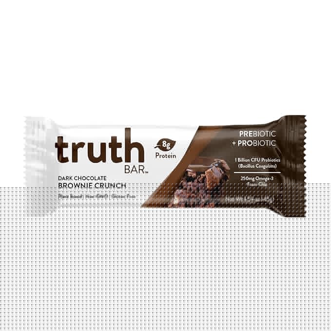 Truth Bar Prebiotic & Probiotic Keto Snack Vegan Bars with Omega-3's - Synbiotic High Fiber Snacks - Low Sugar, Kosher, Gluten Free - Dark Chocolate Brownie Crunch (Pack of 12)