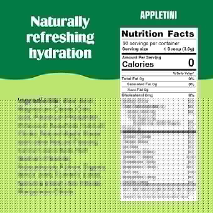 Ultima Replenisher Mocktini Electrolyte Drink Mix – Appletini, 90 Servings – Hydration Powder with 6 Key Electrolytes & Trace Minerals – Keto Friendly, Non- GMO & Sugar-Free Electrolyte Powder