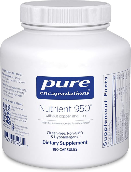 Pure Encapsulations Nutrient 950 Without Copper & Iron | Hypoallergenic Multi-Vitamin/Mineral Formula for Optimal Health | 180 Capsules