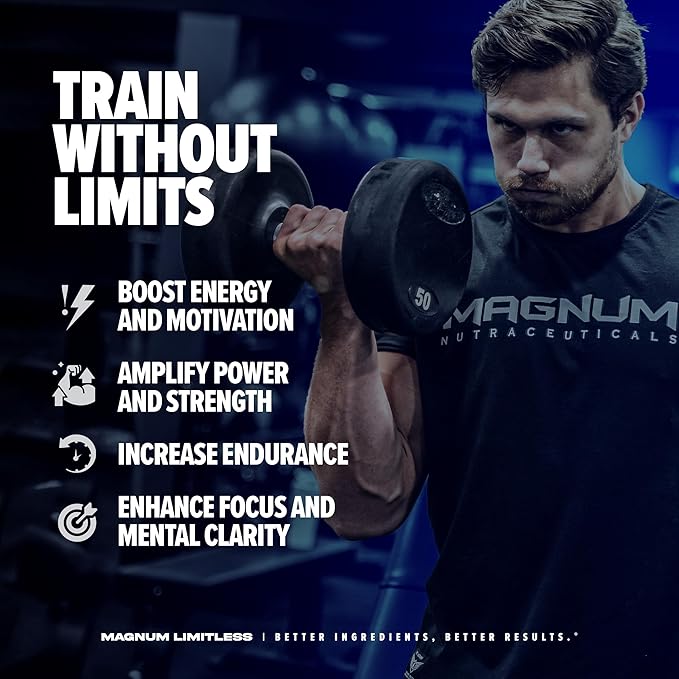 LIMITLESS Magnum 504g - Creatine Monohydrate Pre Workout Powder for Men & Women, Supports Energy, Focus, Endurance, Muscle Recovery & Growth, Beta Alanine, Sugar Free Electrolytes, Fruit Punch Flavor