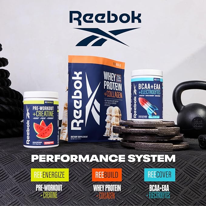 Reebok ReeEnergize Pre-Workout + Creatine | 200MG Caffeine, 3G Creatine, 4G Citrulline | Energy, Focus, Strength | Nitric Oxide Booster | 25 Servings | Watermelon Crush
